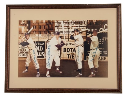 Mickey Mantle, Willie Mays, Joe DiMaggio and Duke Snider Signed Large Framed Composite Photo